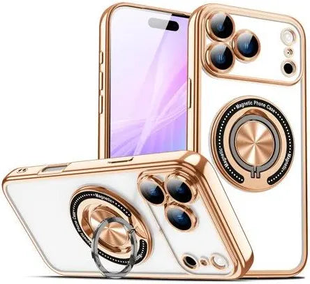 Electroplated Ball Metal Frame Magnetic Folding Stand iPhone Case