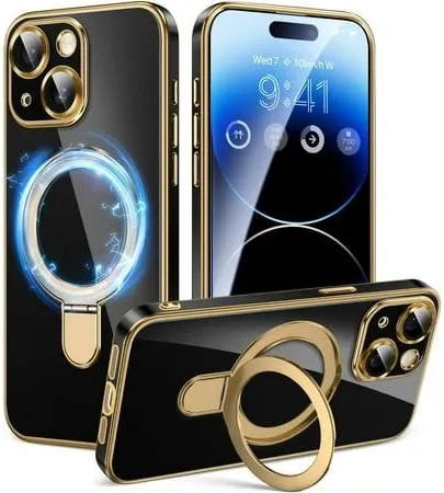 Electroplated Ball Metal Frame Magnetic Folding Stand iPhone Case