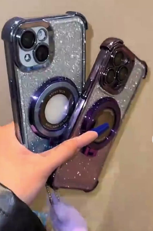 Electroplated Ball Metal Frame Magnetic Folding Stand iPhone Case